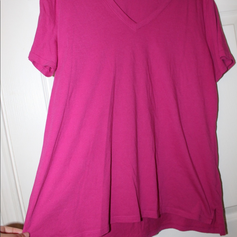 Pink V-neck T-shirt